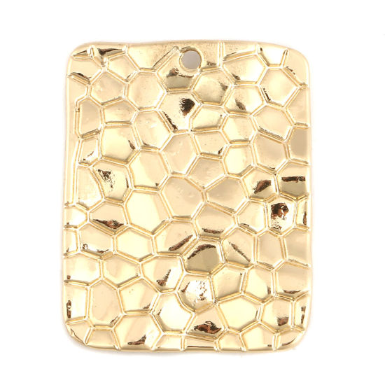 Immagine di Lega di Zinco Charms Rettangolo Oro Placcato Crepa 25mm x 20mm , 10 Pz