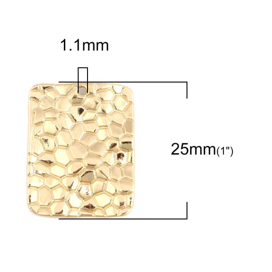 Immagine di Lega di Zinco Charms Rettangolo Oro Placcato Crepa 25mm x 20mm , 10 Pz