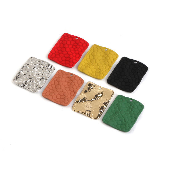 Immagine di Lega di Zinco Charms Rettangolo Oro Placcato Crepa 25mm x 20mm , 10 Pz