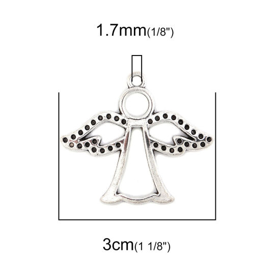 Immagine di Lega di Zinco Ciondoli Angelo Argento Antico 3cm x 2.5cm , 30 Pz