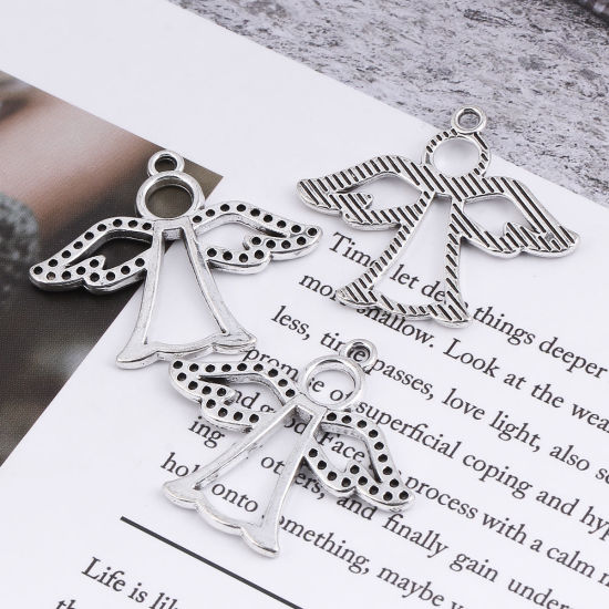 Immagine di Lega di Zinco Ciondoli Angelo Argento Antico 3cm x 2.5cm , 30 Pz