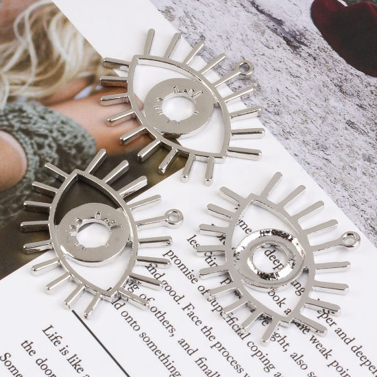 Изображение Подвески Глаза Серебряный Тон 3.7см x 3.1см, 10 ШТ