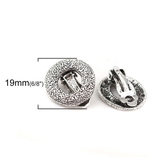 Picture of Zinc Based Alloy Ear Clips Earrings Findings Round Antique Silver Color 19mm x 19mm, 4 PCs