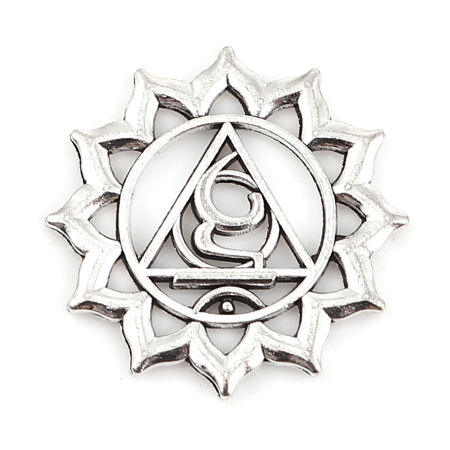 Zinc Based Alloy Yoga Healing Charms Antique Silver Color Vishuddha/ Vishuddhi 28mm(1 1/8") x 28mm(1 1/8"), 10 PCs