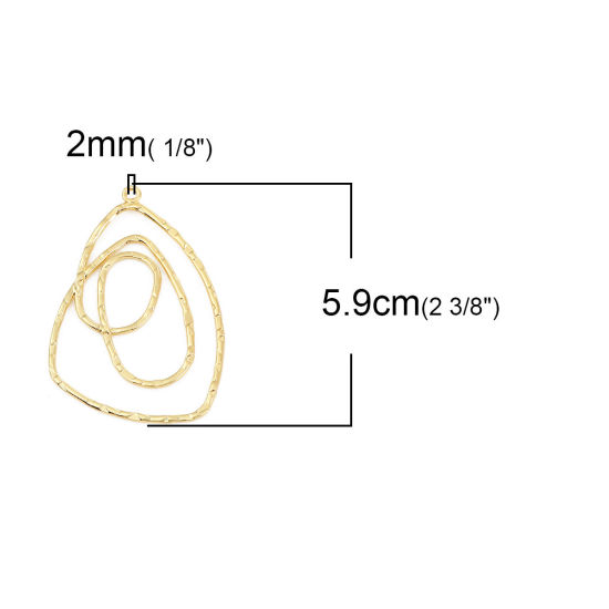 Immagine di Lega di Zinco Ciondoli Irregolare Oro Placcato 59mm x 40mm , 5 Pz