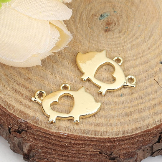 Immagine di Lega di Zinco Charms Porco Oro Placcato Cuore Filigrana 17mm x 11mm , 10 Pz