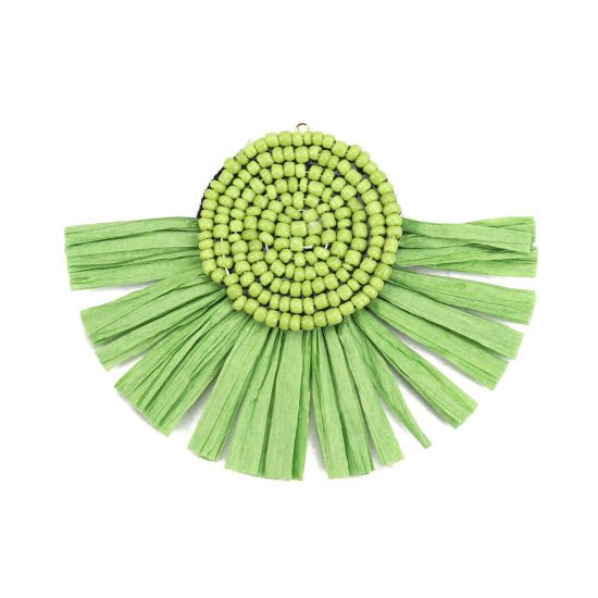 Immagine di Carta di Rafia Nappine Ciondoli Mezzo Tondo Verde 80mm x 60mm, 3 Pz
