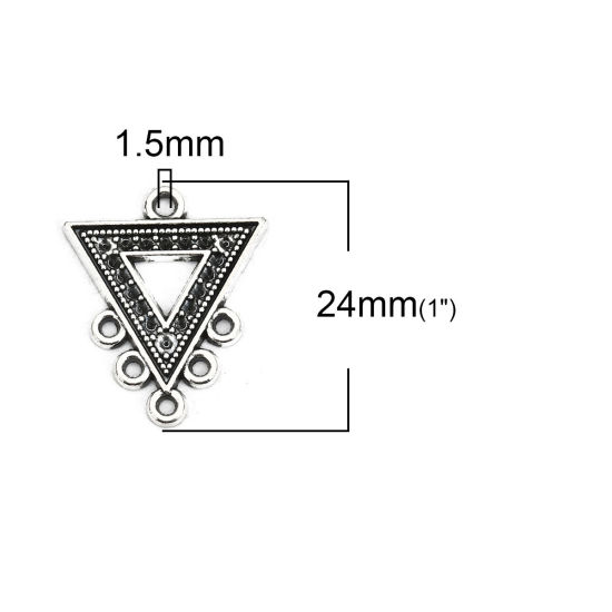 Изображение Цинковый Сплав Коннекторы фурнитуры Треугольник Античное Серебро 24мм x 20мм, 20 ШТ