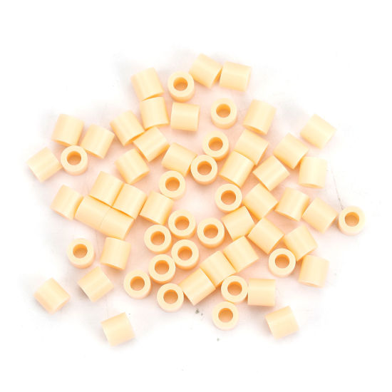Picture of EVA DIY Fuse Beads For Great Kids Fun, Craft Toy Beads Cylinder Beige 5mm( 2/8") x 5mm( 2/8") , 1000 PCs