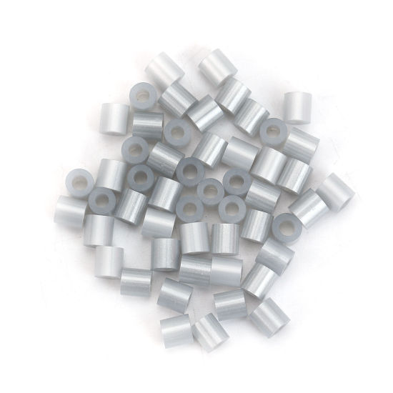 Picture of EVA DIY Fuse Beads For Great Kids Fun, Craft Toy Beads Cylinder Silver-gray 5mm( 2/8") x 5mm( 2/8") , 1000 PCs