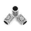 Picture of Zinc Based Alloy Spacer Beads Cylinder Antique Silver Color Carved 15mm x 11mm, Hole: Approx 7.7mm, 5 PCs
