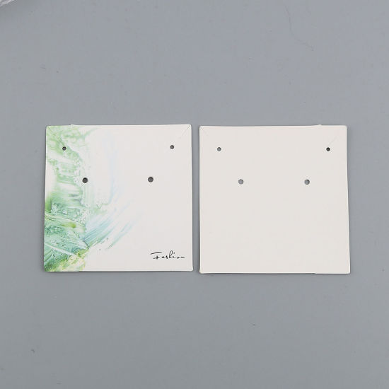 Picture of Paper Jewelry Display Card Square Light Green 59mm(2 3/8") x 59mm(2 3/8"), 50 Sheets