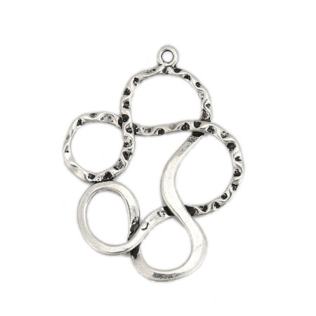 Image de Pendentifs en Laiton Irrégulier Argent Vieilli 30mm x 23mm, 2 Pcs