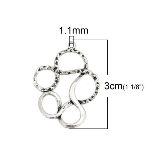 Image de Pendentifs en Laiton Irrégulier Argent Vieilli 30mm x 23mm, 2 Pcs