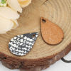 Picture of Wood Charms Drop Black & White Snake Skin Print 23mm( 7/8") x 15mm( 5/8"), 30 PCs