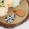 Picture of Wood Charms Drop Black & Yellow Leopard Print 23mm( 7/8") x 15mm( 5/8"), 30 PCs