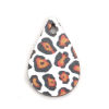 Picture of Wood Charms Drop Orange-red Leopard Print 23mm( 7/8") x 15mm( 5/8"), 30 PCs