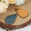Picture of Wood Charms Drop Green Blue Leopard Print 23mm( 7/8") x 15mm( 5/8"), 30 PCs