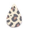 Picture of Wood Charms Drop Coffee Leopard Print 23mm( 7/8") x 15mm( 5/8"), 30 PCs