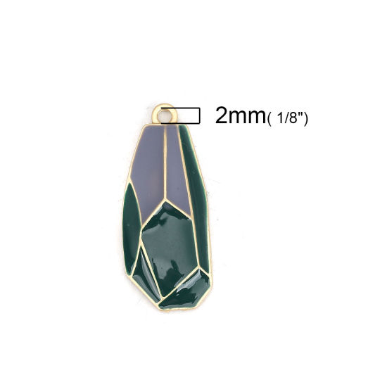 Imagen de Zamak Colgantes Irregular Oro Mate Verde Salvia Esmalte Completo 3.4cm x 1.4cm - 3.3cm x 1.4cm, 5 Unidades