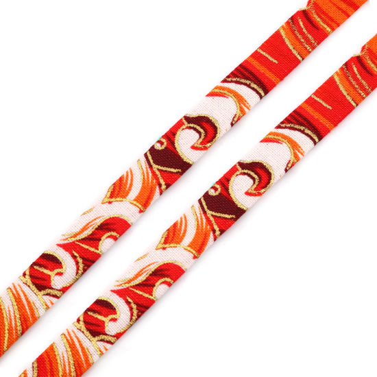 Picture of Cotton Jewelry Cord Rope Multicolor Wave Pattern 10mm( 3/8"), 1 Roll (Approx 2 M/Roll)