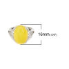 Picture of Agate ( Natural ) Adjustable Rings Silver Tone Yellow Oval 18.1mm( 6/8")(US Size 8), 1 Piece
