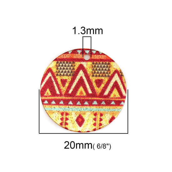 Bild von Zinklegierung Emailmalerei Charms Rund Vergoldet Bunt Geometrisch Sternenstaub 20mm D., 10 Stück