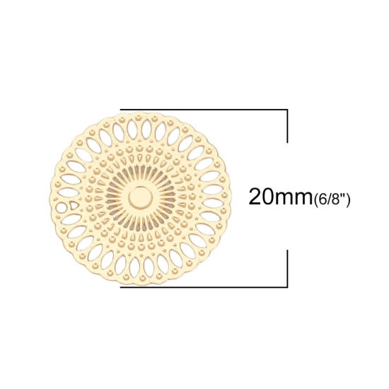 Picture of Brass Filigree Stamping Connectors Round Gold Plated 20mm Dia., 10 PCs                                                                                                                                                                                        