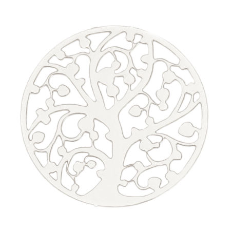 Image de Connecteurs Estampe en Filigrane en Alliage de Fer Rond Argent Mat Arbre de Vie 22mm Dia, 10 Pcs