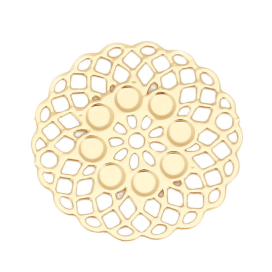 Imagen de Hierro Filigrana Estampación Conectores Flor Tono de Plata 23mm x 23mm, 10 Unidades
