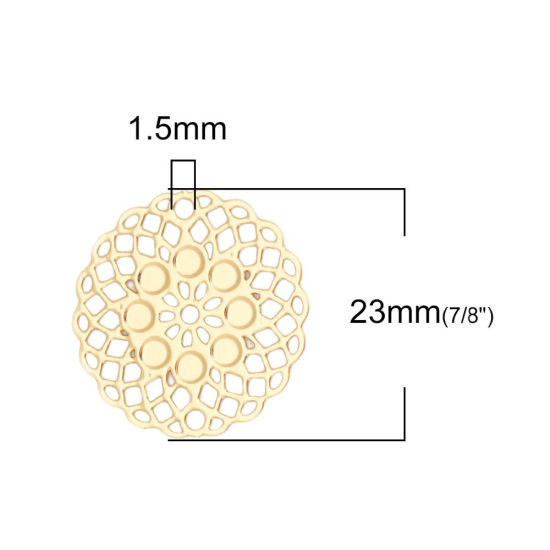 Imagen de Hierro Filigrana Estampación Conectores Flor Tono de Plata 23mm x 23mm, 10 Unidades
