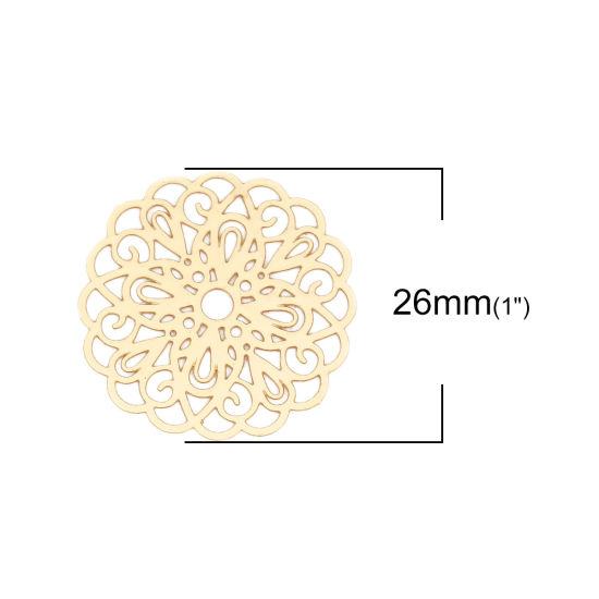Picture of Brass Filigree Stamping Connectors Flower Gold Plated 26mm x 25mm, 10 PCs                                                                                                                                                                                     