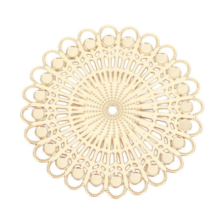 Image de Connecteurs Estampe en Filigrane en Alliage de Fer Fleur Doré 32mm x 32mm, 10 Pcs
