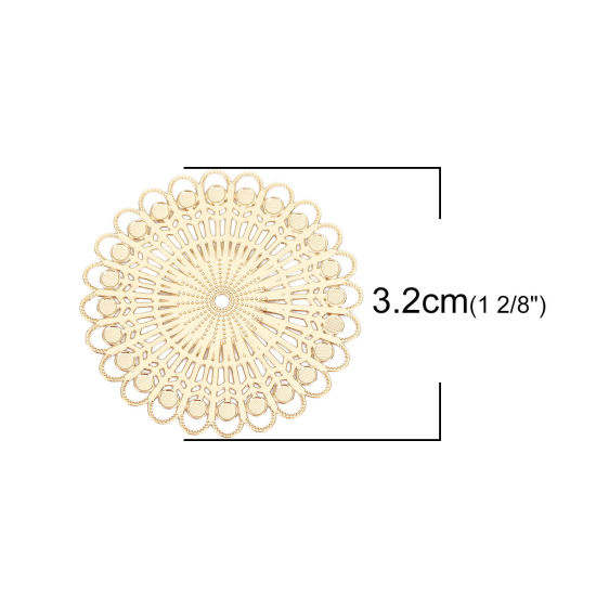 Image de Connecteurs Estampe en Filigrane en Alliage de Fer Fleur Doré 32mm x 32mm, 10 Pcs