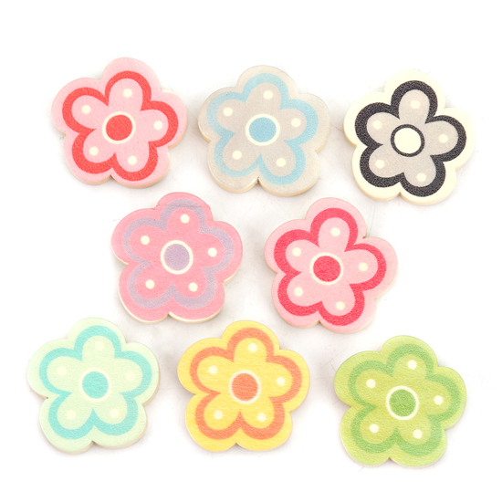 Immagine di Legno Separatori Perline Fiore Rosso Prugna 30mm x 29mm, Foro: Circa 2mm, 10 Pz