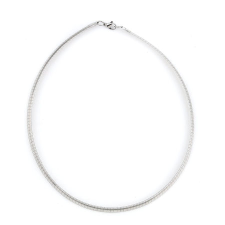 Picture of Wholesale Collar Neck Ring Necklace, Silver Tone 304 Stainless Steel, Unisex Minimalist Gift Jewelry For Retailer, 45.3cm(17 7/8") long, Chain Size: 6mm, 1 Piece