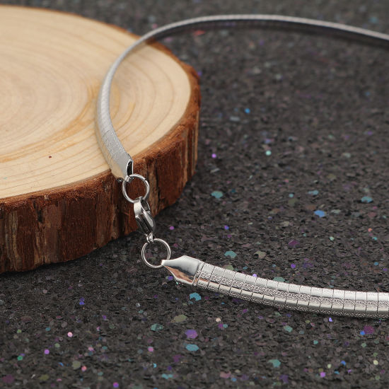 Immagine di 304 Acciaio Inossidabile Collana Girocollo Tono Argento 45.3cm Lunghezza, 1 Pz