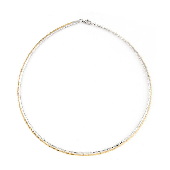 Imagen de 304 Acero Inoxidable Collares Círculo Oro Plateado & Tono Plata 46cm longitud, 1 Unidad