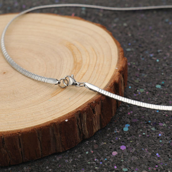 Image de Collier Tour de Cou en 304 Acier Inoxydable Argent Mat 45.3cm Long, 1 Pièce