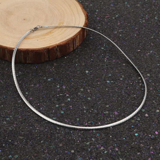 Image de Collier Tour de Cou en 304 Acier Inoxydable Argent Mat 45.3cm Long, 1 Pièce