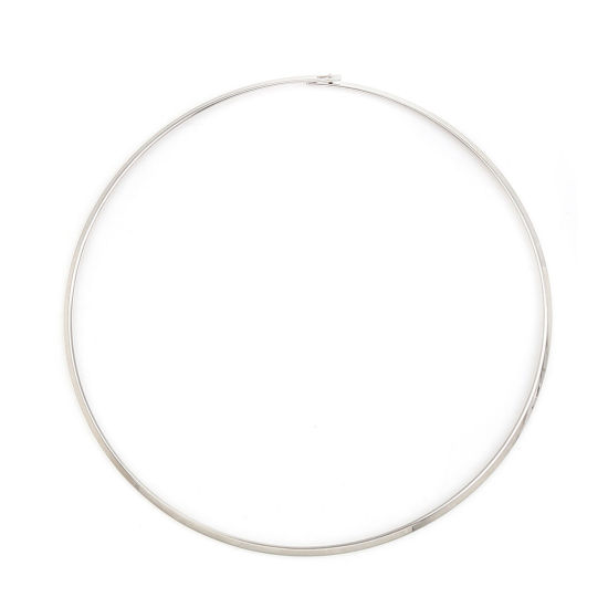 Image de Collier Tour de Cou en 304 Acier Inoxydable Argent Mat 44.8cm Long, 1 Pièce