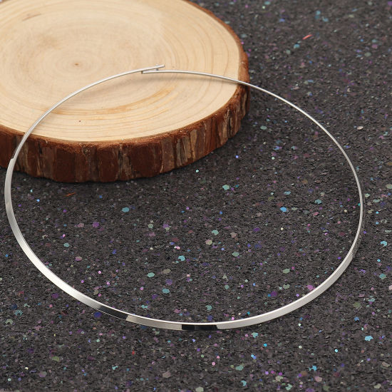 Image de Collier Tour de Cou en 304 Acier Inoxydable Argent Mat 44.8cm Long, 1 Pièce