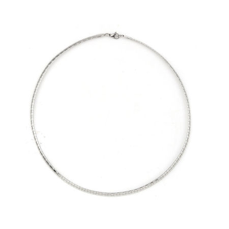 Picture of Wholesale Collar Neck Ring Necklace, Silver Tone 304 Stainless Steel, Unisex Minimalist Gift Jewelry For Retailer, 45.5cm(17.9") long, Chain Size: 4mm, 1 Piece