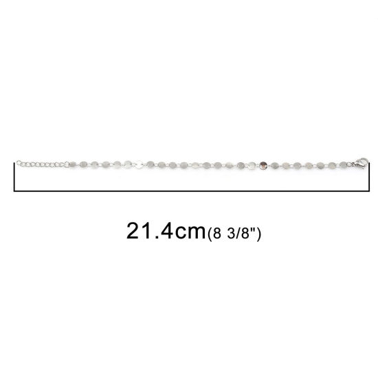 304ステンレス鋼 ブレスレット シルバートーン 18.4cm 長さ、 1 本 の画像