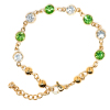 Picture of 304 Stainless Steel Bracelets Gold Plated Green Rhinestone 16.6cm(6 4/8") long, 1 Piece
