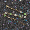 Picture of 304 Stainless Steel Bracelets Gold Plated Green Rhinestone 16.6cm(6 4/8") long, 1 Piece