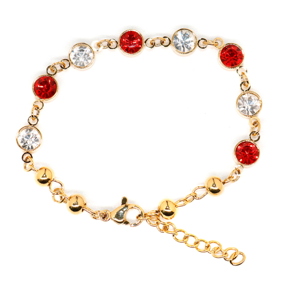 Imagen de 304 Acero Inoxidable Pulseras Chapado en Oro Rojo Rhinestone 16.6cm longitud, 1 Unidad