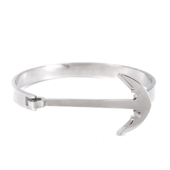 Bild von Edelstahl Armband Silberfarbe Anker 20cm lang, 1 Stück