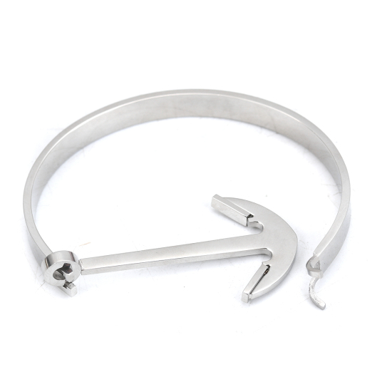 Bild von Edelstahl Armband Silberfarbe Anker 20cm lang, 1 Stück
