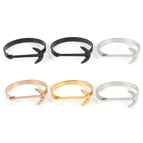 Bild von Edelstahl Armband Silberfarbe Anker 20cm lang, 1 Stück